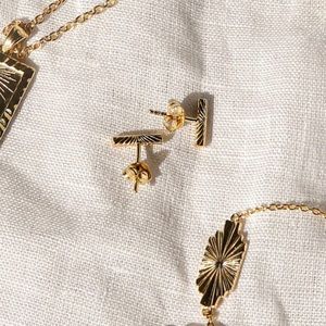 Daisy London x Estee Lalonde T Bar Stud Earrings Gold Plated
